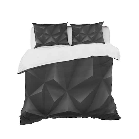 Designart 'Deep Black Geometric Crumpled' Modern Bedding Set